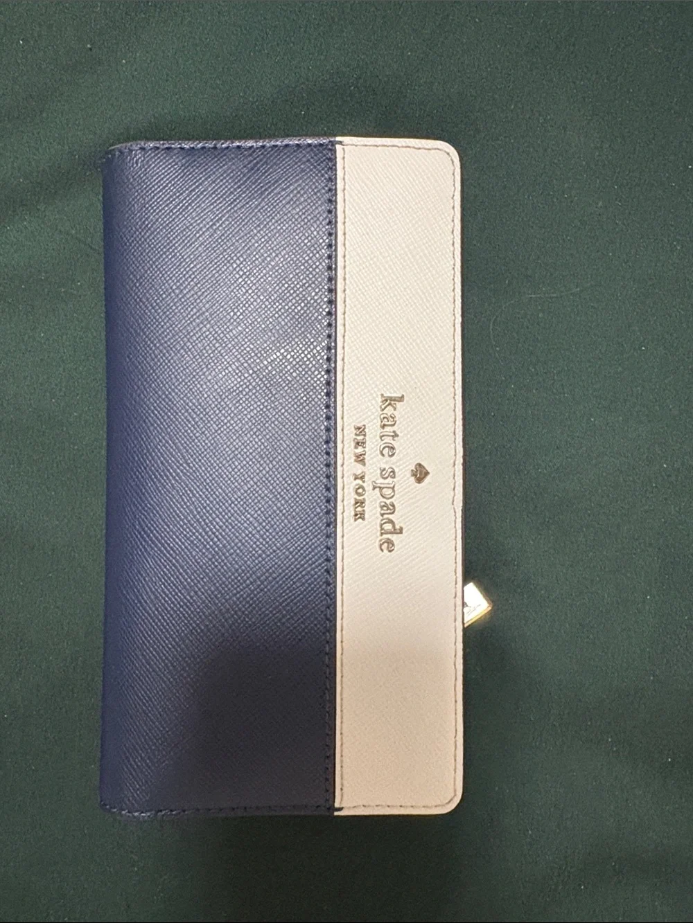 kate spade Two-Tone Navy and Cream Zip Continental Wallet